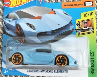 Hot Wheels Lamborghini Sesto Elemento Sky Blue HW Exotics Perfect Birthday Gift Collectable Car Model