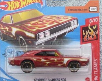 Details about   NEW 2020 Hot Wheels '69 Dodge Charger 500 Green Flames Series  WILL COMBINE POST 