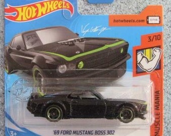 Hot Wheels '69 Ford Mustang Boss 302 Black HW Muscle Mania Perfect Birthday  Gift Miniature Collectable Model Toy Car