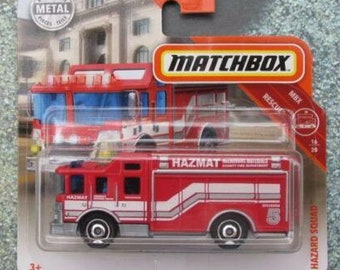 Matchbox HAZARD SQUAD Fire Engine Tender Red Mbx Rescue Perfect Birthday Gift Miniature Toy Car