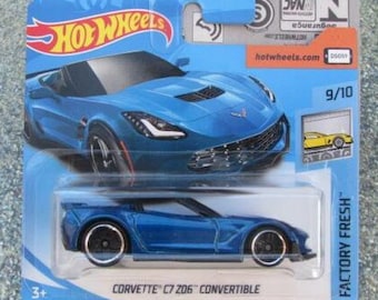 Hot Wheels Corvette C7 Z06 Convertible Blue Factory Fresh Perfect Birthday  Gift Miniature Collectable Model Toy Car