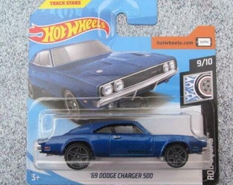 Hot Wheels '69 Dodge Charger 500 Blu scuro HW Rod Squad Regalo di compleanno perfetto Modello di auto giocattolo da collezione in miniatura