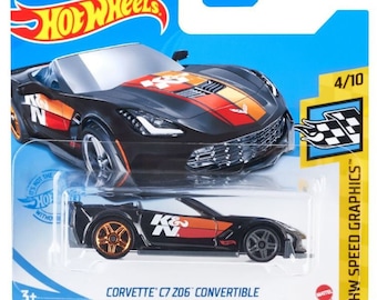 Hot Wheels Corvette C7 Z06 Convertible Black HW Speed Graphics Perfect Birthday  Gift Role Playing Miniature Toy Car