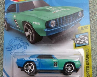 Hot Wheels 1969 Copo Camaro Blue / Green HW Speed Graphics Perfect Birthday  Gift Role Playing Miniature Toy Car