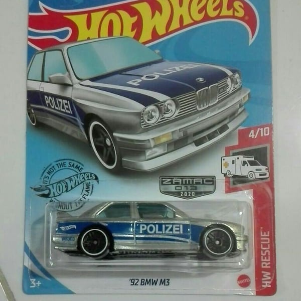 Hot Wheels '92 BMW M3 Polizei Zamac HW Rescue  Perfect Birthday  Gift Rare Miniature Collectable Model Toy Car