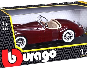 1951 Jaguar XK 120 Roadster Burgundy Model Car by Bburago Rare Miniature Collectable Diecast 1 24 Scale Collectable Toy Car Etsy