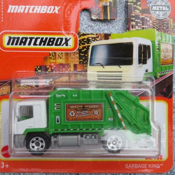 Matchbox Garbage King Truck Green Perfect Birthday  GiftPerfect Birthday Gift Miniature Toy Car