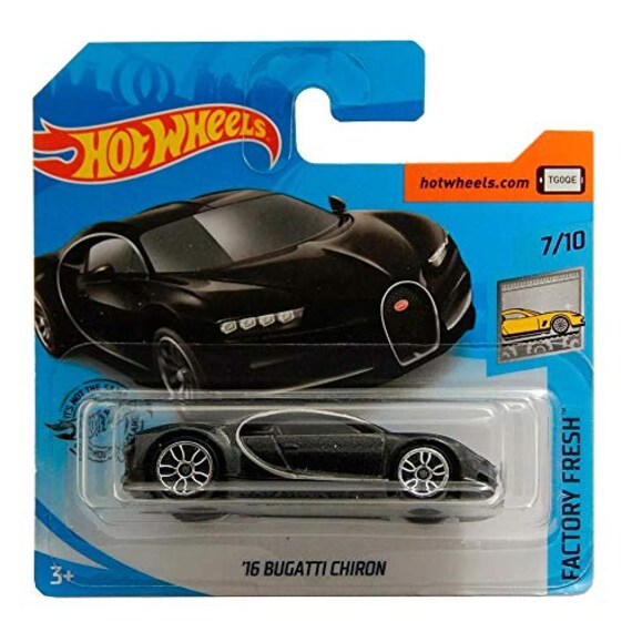 2 CAR LOT 2019 HOT WHEELS FACTORY FRESH '16 BUGATTI CHIRON BLACK & BLUE