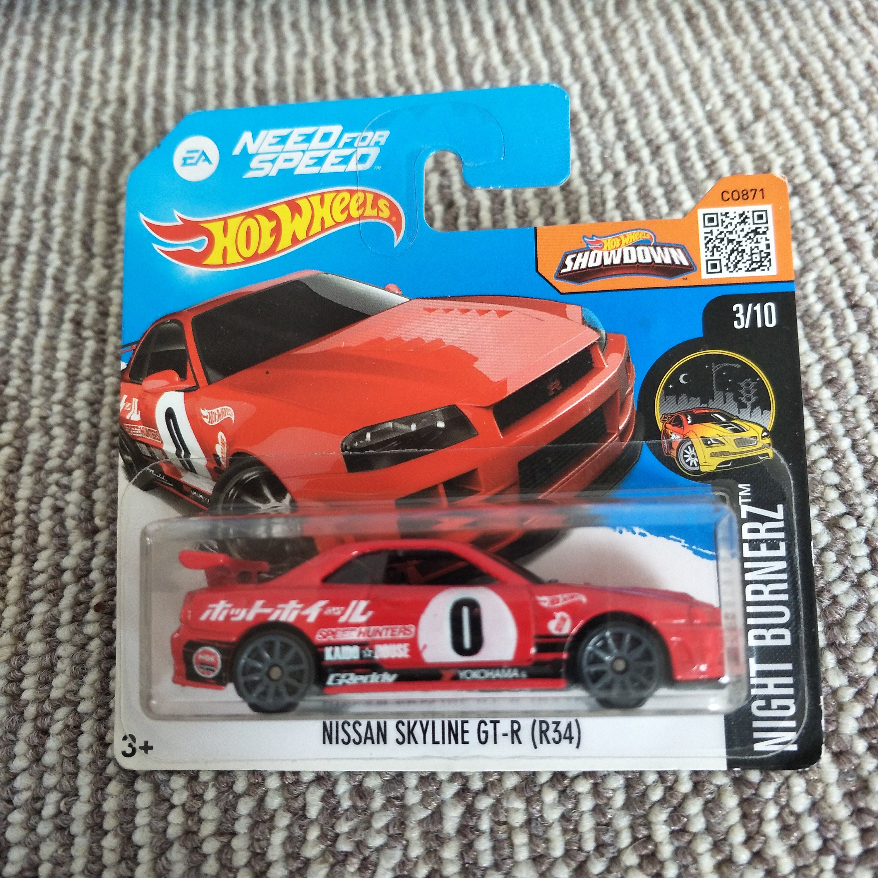 Hot Wheels Nissan Skyline GT-R (R34) Red Night Burnerz Short