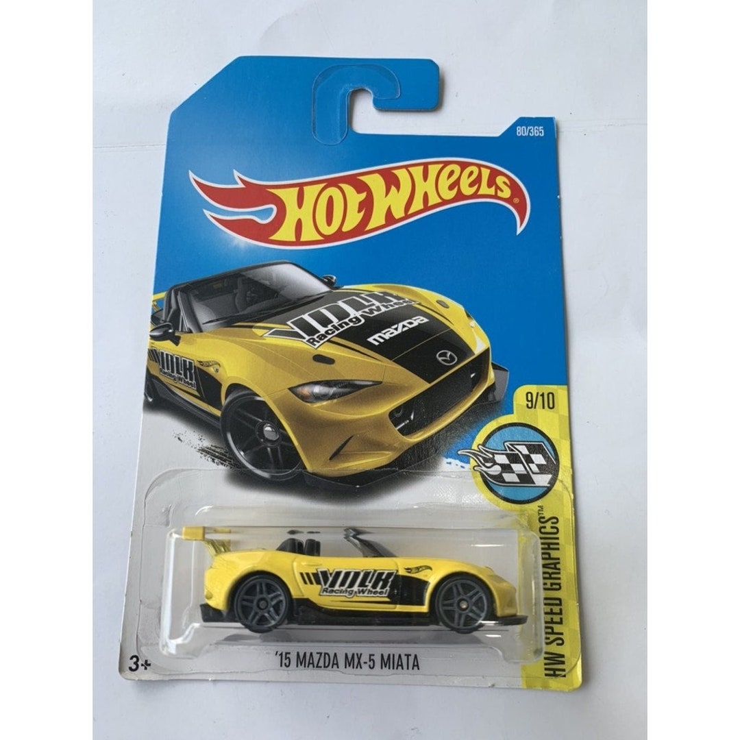 Hot Wheels Mazda MX-5 Miata Yellow Hw Speed Graphics Hot Wheels Mazda MX-5 Miata Yellow Hw Speed Graphics
