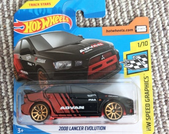 Hot Wheels  Mitsubishi Lancer Evolution Black HW Speed Graphics  Valentine's Day Gift Miniature Collectable Model Toy Car