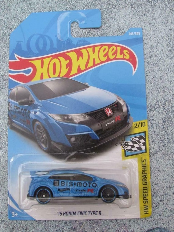 Hot Wheels 2018 #245/365 2016 HONDA CIVIC TYPE R blue HW speed graphics Hot Wheels 2018 #245/365 2016 HONDA CIVIC TYPE R blue HW speed graphics
