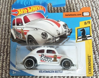 Hot Wheels Volkswagen Beetle Pawn White Checkmate Perfect Birthday  Gift Role Playing Miniature Toy Car