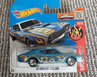 Hot Wheels '69 Mercury Cyclone Blue Hw Flames  Perfect Birthday  Gift Role Playing Miniature Toy Car