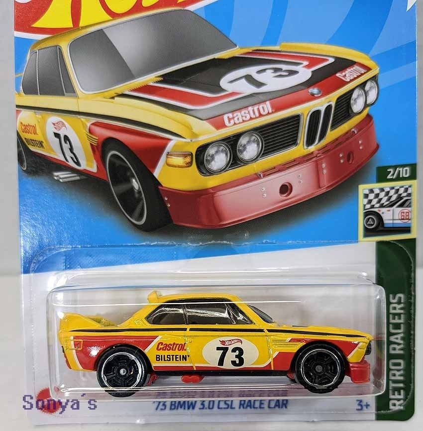Hot Wheels 1973 BMW 3.0 CSL Race Car Yellow Castrol HW Retro
