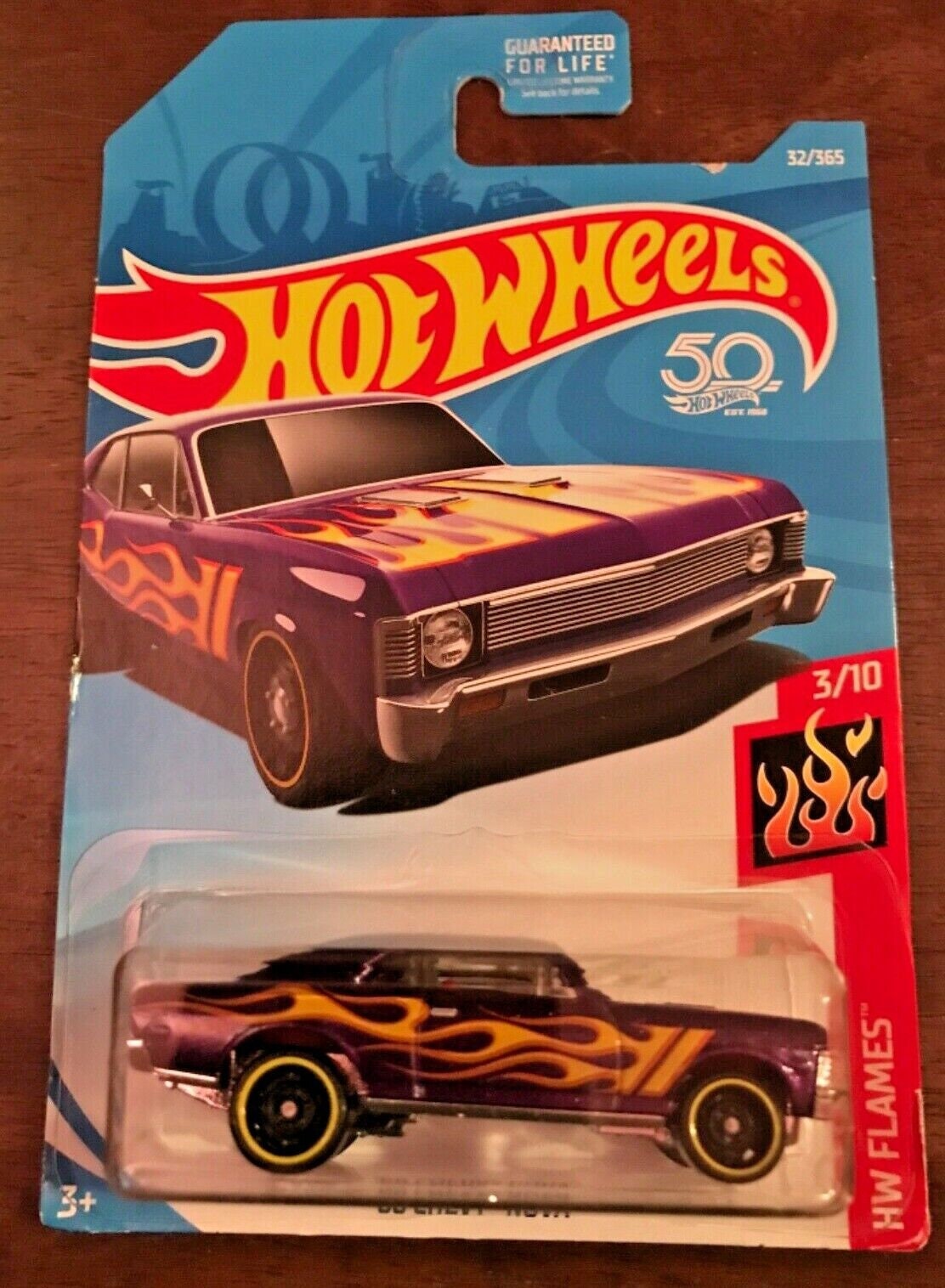Hot Wheels '68 Chevy Nova Purple HW Flames Birthday Gift