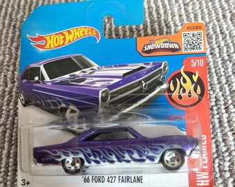 Hot Wheels '66 Ford 427 Fairlane Purple Hw Flames  Perfect Birthday  Gift Miniature Collectable Model Toy Car