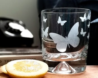 Hand Etched Tumbler - Butterfly - 305ml