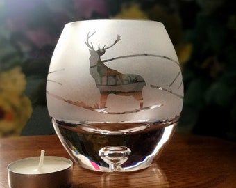 Hand Etched Tealight - Stag