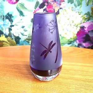 Offset Amethyst Glass Small Vase by Marc Aurel for Nachtmann Unusual Bud Vase Purple Glass