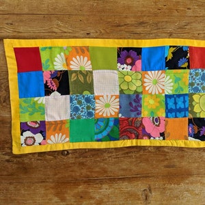 Retro Vintage Patchwork Table Runner: 1970s Kitsch Home Decor