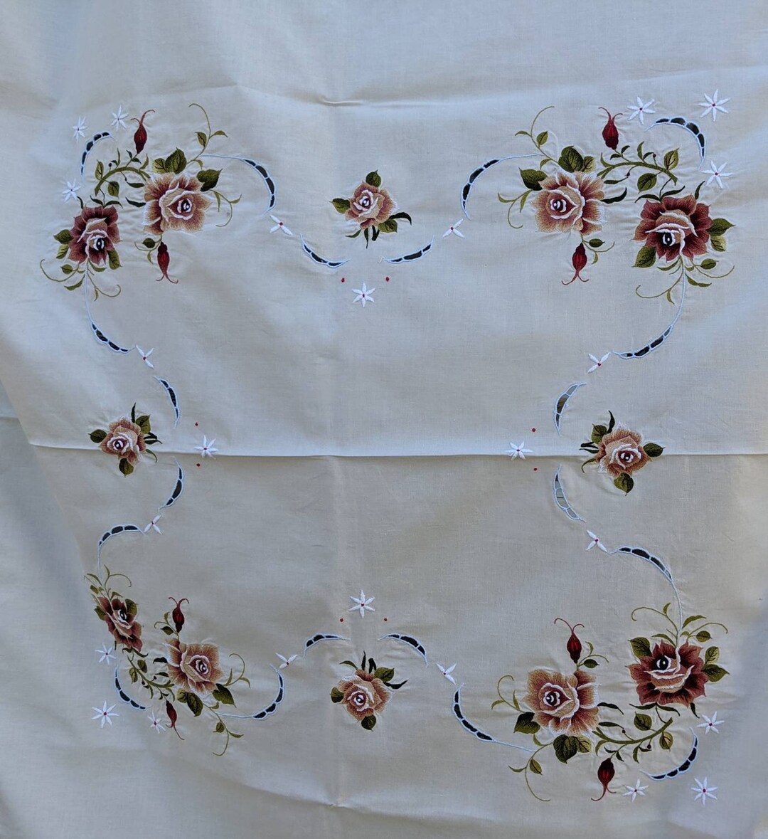 Tablecloth Retro Vintage Large Floral Embroidery Tablecloth Etsy