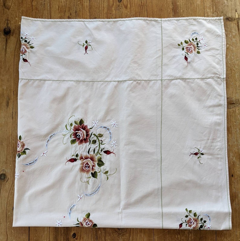 Tablecloth Retro Vintage Large Floral Embroidery Tablecloth Etsy