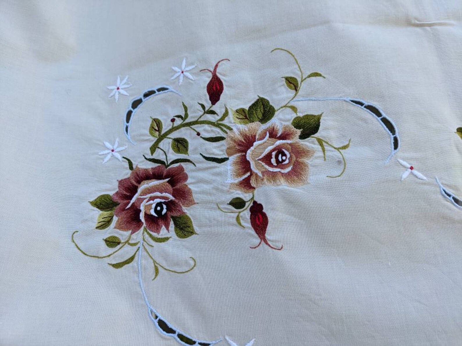Tablecloth Retro Vintage Large Floral Embroidery Tablecloth Etsy