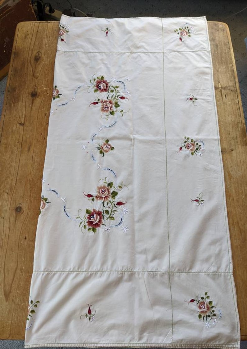 Tablecloth Retro Vintage Large Floral Embroidery Tablecloth Etsy