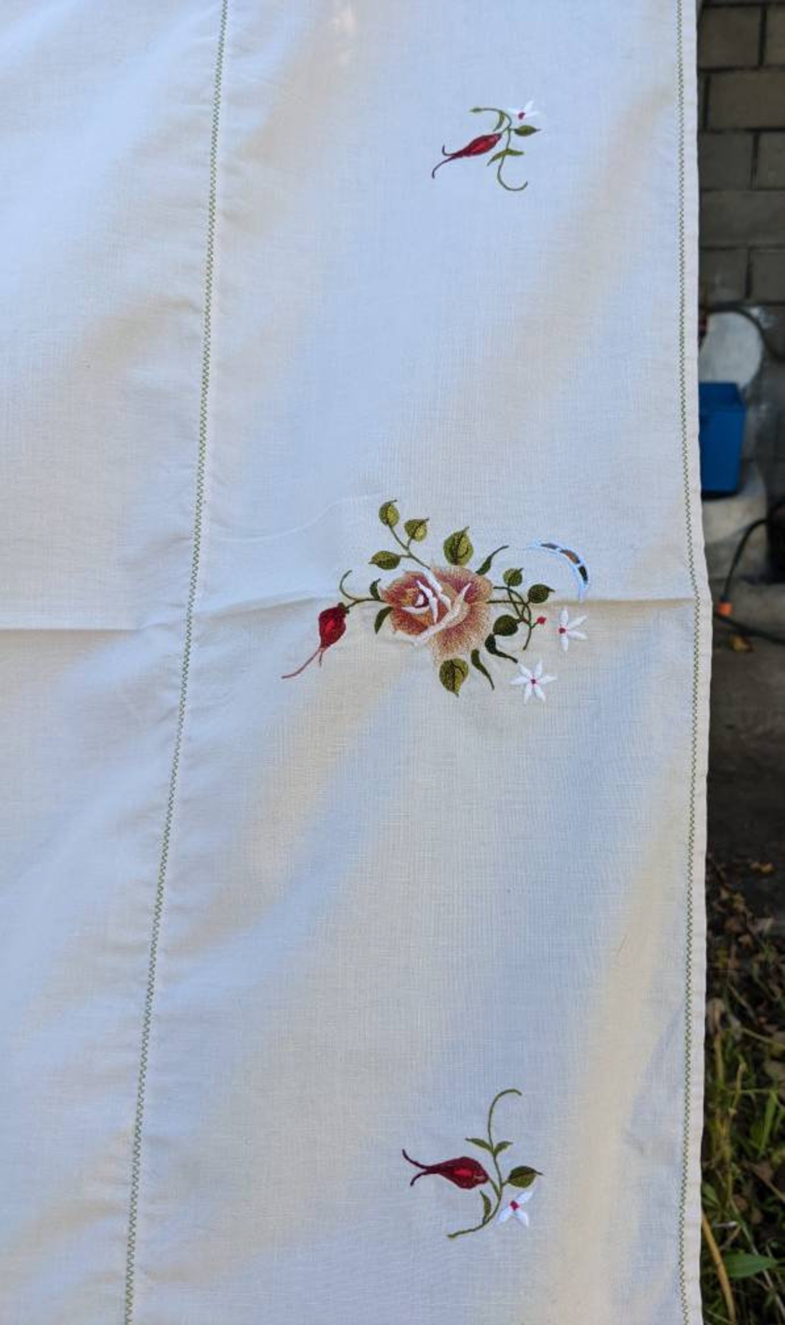 Tablecloth Retro Vintage Large Floral Embroidery Tablecloth Etsy