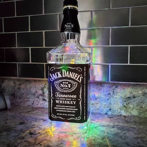 Jack Daniels Tennessee Whiskey Liquor Bottle Push LED Light - 1L - Man cave, Decor, Bar Light, Fathers Day gift - Choose COLOR
