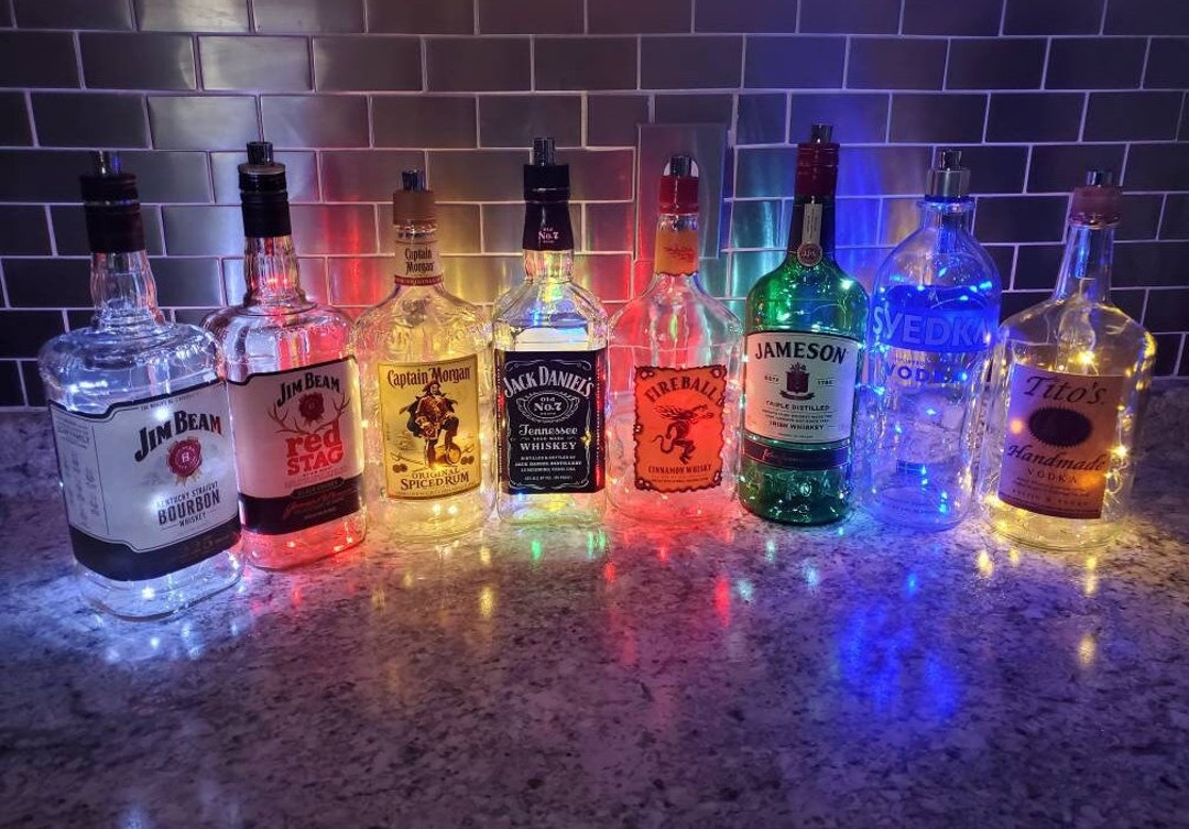 Large Push LED Liquor Bottle Lights Whiskey tequila Vodka Etsy