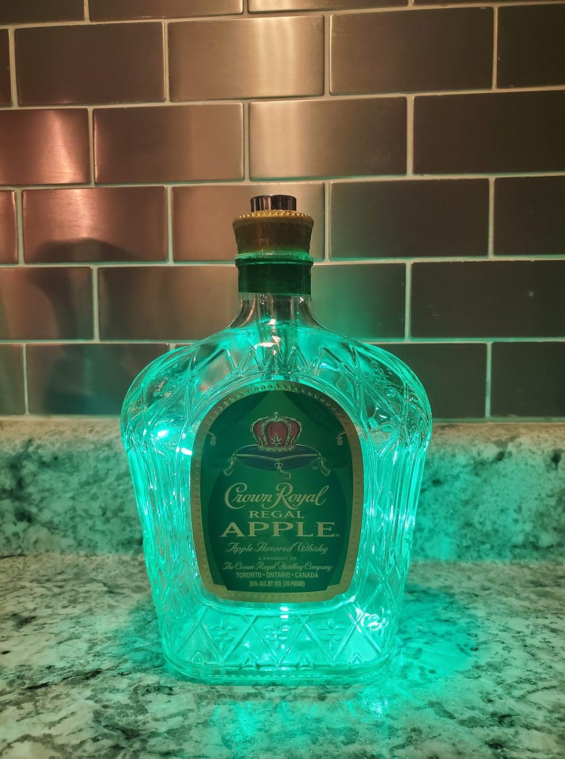 Crown Royal Green Apple Whiskey Recycled Liquor Bottle Lamp Etsy