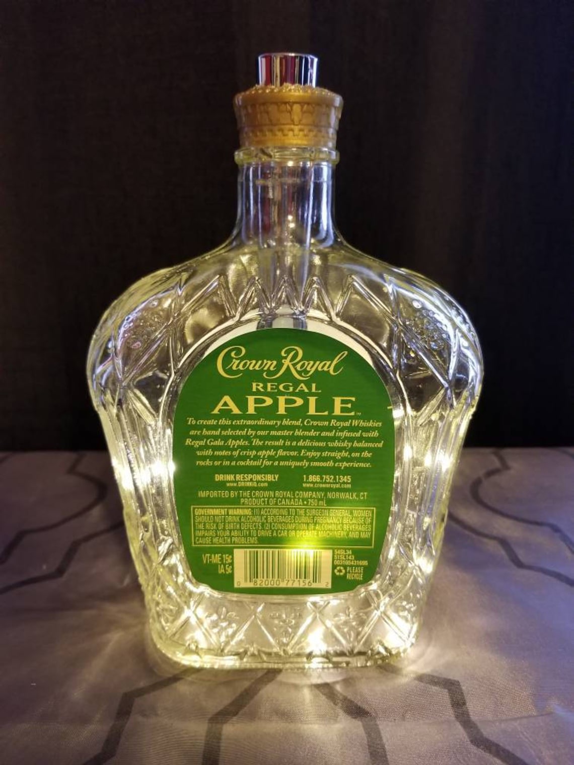 Crown Royal Green Apple Whiskey Recycled Liquor Bottle Lamp Etsy