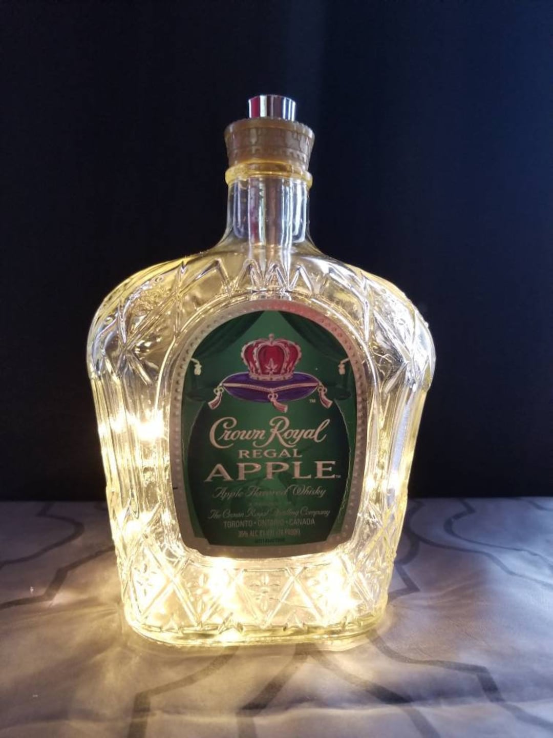 Crown Royal Green Apple Whiskey Recycled Liquor Bottle Lamp Light Choose Size Man Cave Light Bar