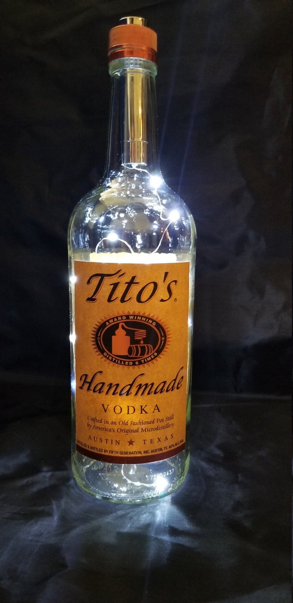 Tito S Vodka Recycled Liquor Bottle 750ml Led Light Etsy