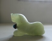 OLD JADE SNUFF Bottle, A Carved Dog w a Blue Agate Brass Lid w a Long Thin Spoon, Rare, Unusual, Unique, One of a Kind
