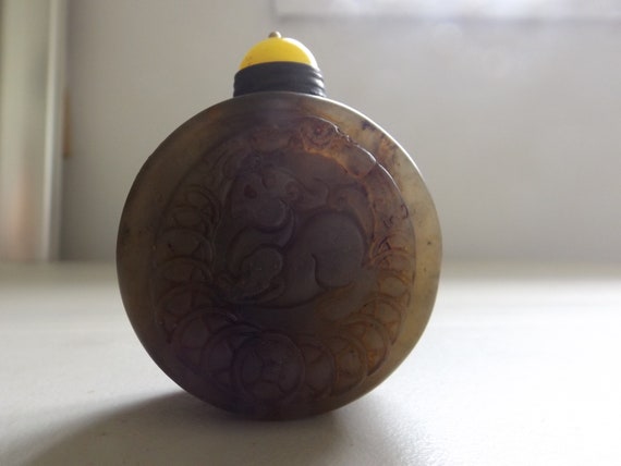 Collection China Artificial Turquoise Snuff bottle Carving Dragon and Phoenix
