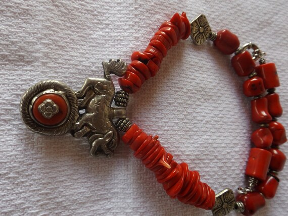 RARE CHINESE Tibetan silver inlay dragon bracelet