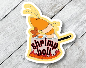 shrimp boil sticker, laptop decal, phone decal, cute sea creature, sticker for water bottle, funny shrimp sticker