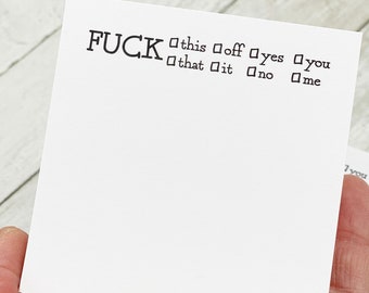 sticky note, fuck this, fuck off, sticky notepad, gift for college student, gift for boss, gift for sister, funny sticky pad, office decor