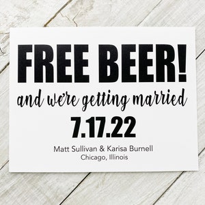 free beer save the date postcard, brewery wedding announcement, custom save the date cards, funny save the date, wedding post card image 1
