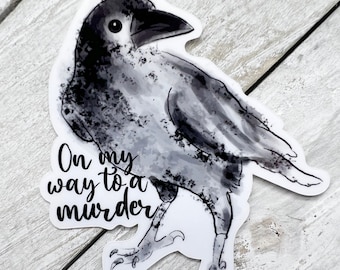 murder of crows, bird decal, weatherproof label, sticker for water bottle, planner stickers, nature, bird lover, on my way to a murder,