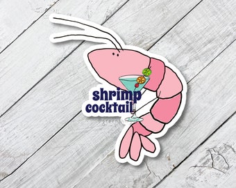 shrimp cocktail sticker, laptop decal, phone decal, cute sea creature, sticker for water bottle, funny shrimp sticker,
