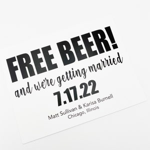 free beer save the date postcard, brewery wedding announcement, custom save the date cards, funny save the date, wedding post card image 4