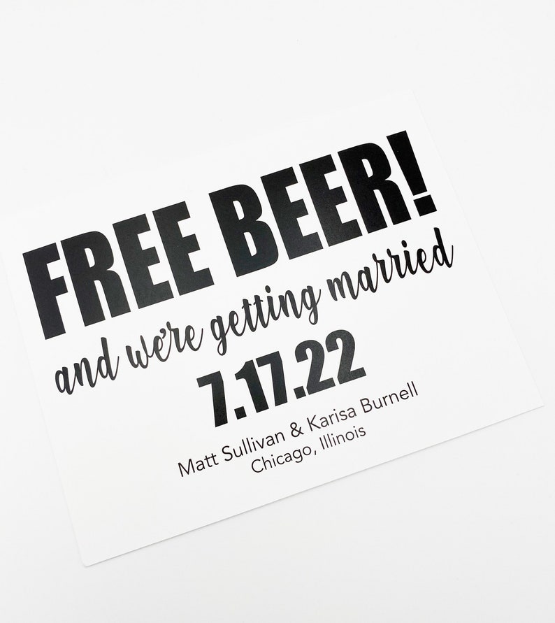 free beer save the date postcard, brewery wedding announcement, custom save the date cards, funny save the date, wedding post card image 4