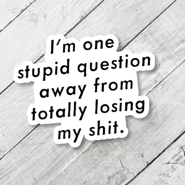 stupid question sticker, iphone decal, coworker gift, sarcastic decal, funny sticker, office humor, sticker for laptop, work, lose my shit