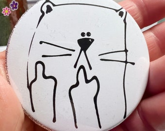 fuck off cat feminist pin, pin back buttons, backpack button for women, college student gift, protest button, organization merch