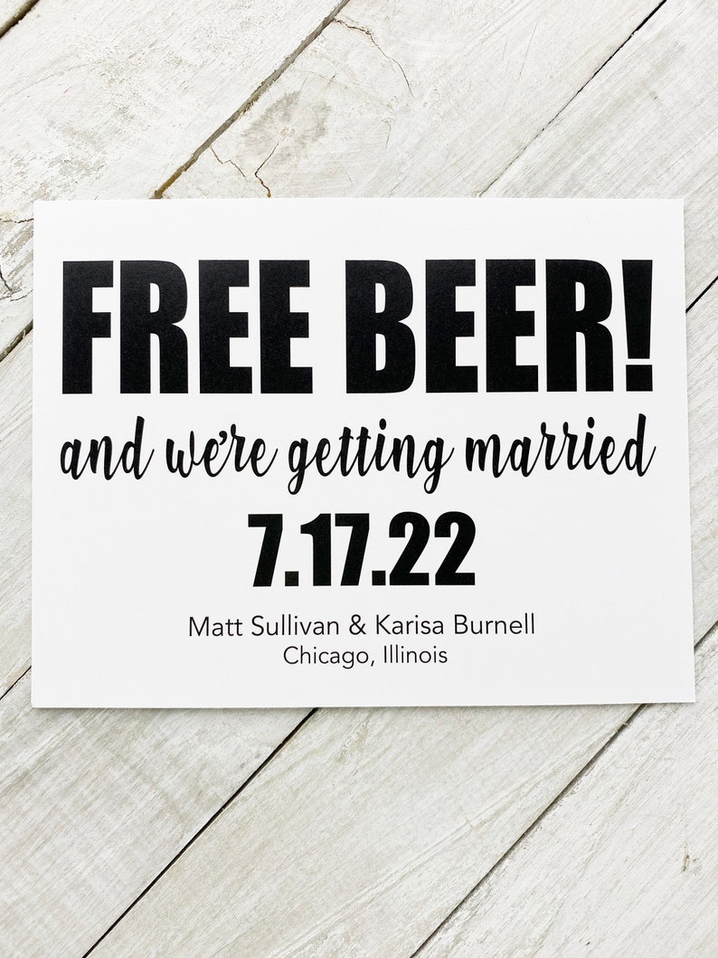 free beer save the date postcard, brewery wedding announcement, custom save the date cards, funny save the date, wedding post card image 1