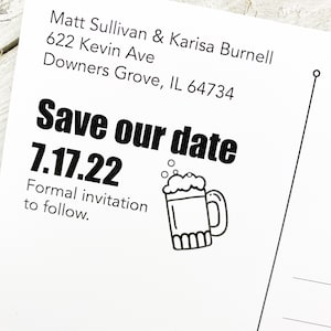 free beer save the date postcard, brewery wedding announcement, custom save the date cards, funny save the date, wedding post card image 5